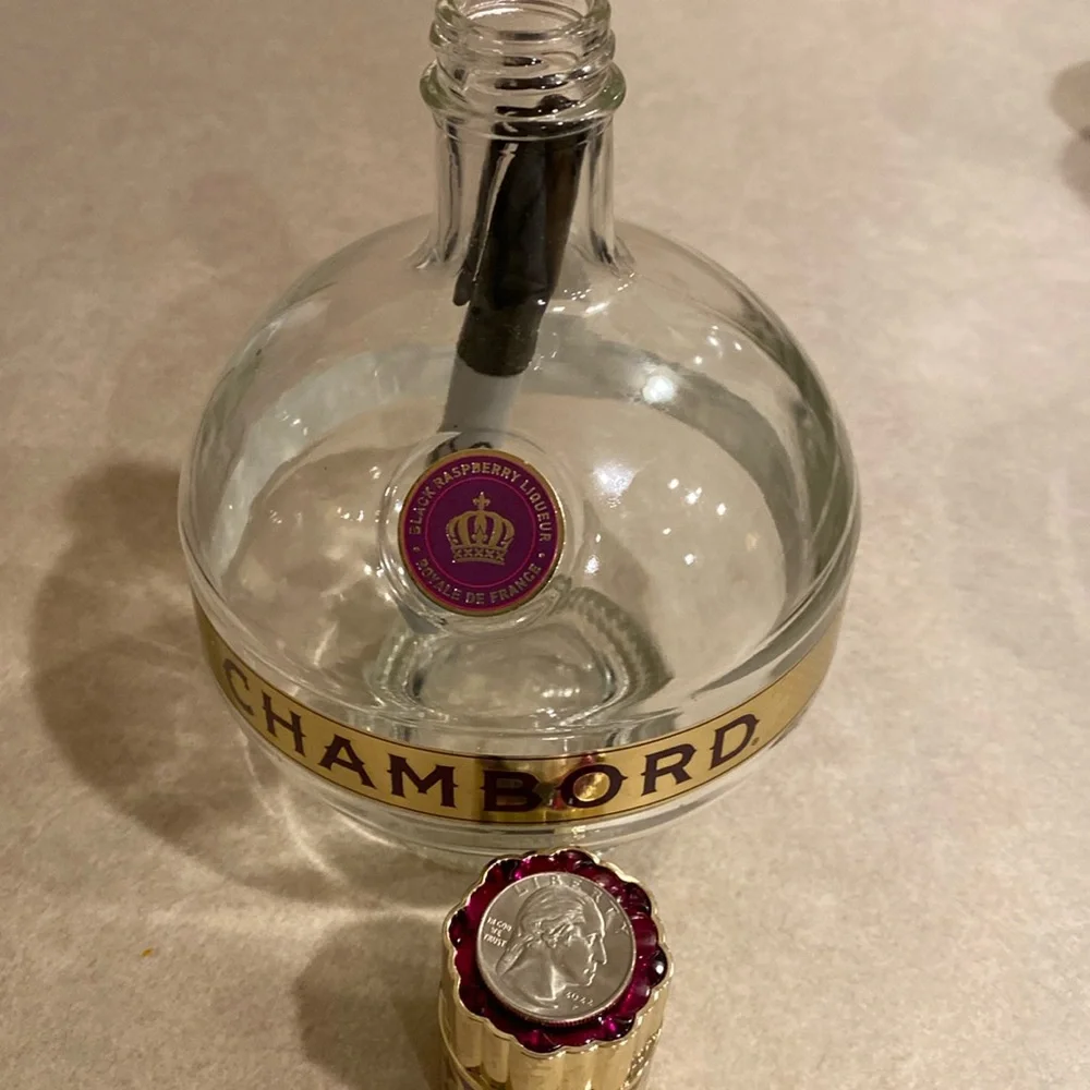 750ml size Bar Decor Crafting Blingy Glass Globe Chambord Bottle Purple Bedazzle - Picture 10 of 10